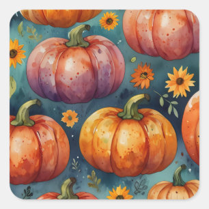 Halloween Pumpkin Vibes Designer Quadratischer Aufkleber