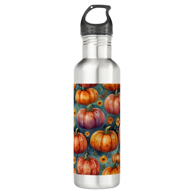 Halloween Pumpkin Vibes Edelstahlflasche (Vorderseite)
