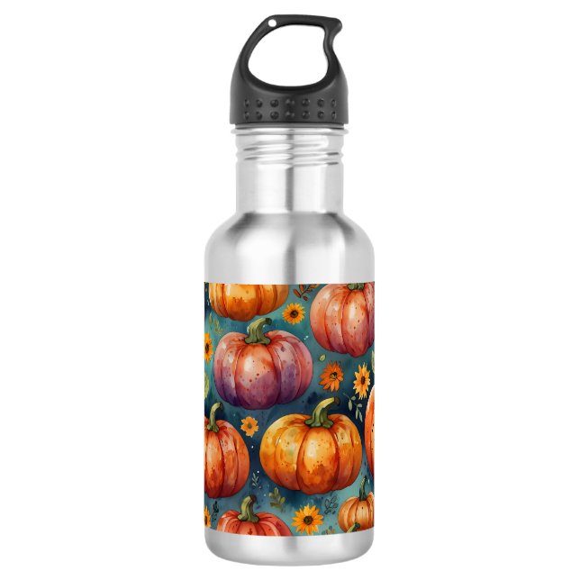 Halloween Pumpkin Vibes Edelstahlflasche (Vorderseite)
