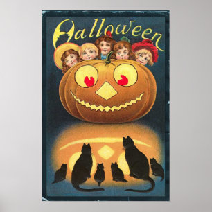 Halloween Pumpkin Vintag Art Poster