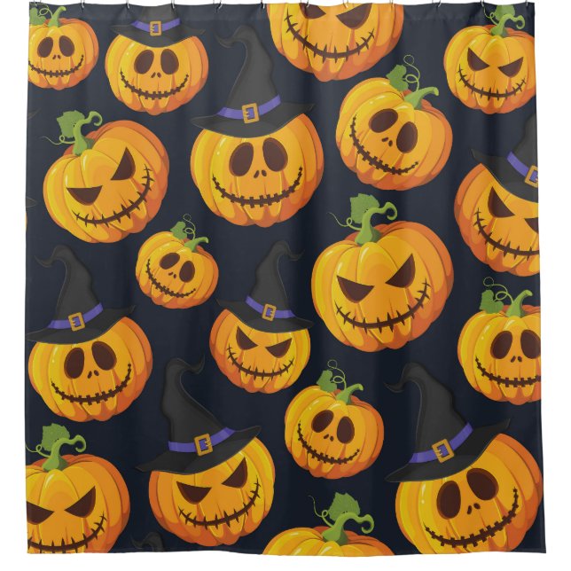 Halloween Pumpkin: Vintages Hexenmuster Duschvorhang (Vorderseite)