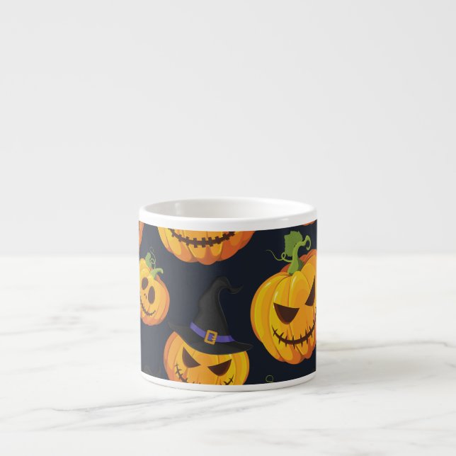 Halloween Pumpkin: Vintages Hexenmuster Espressotasse (Vorderseite)