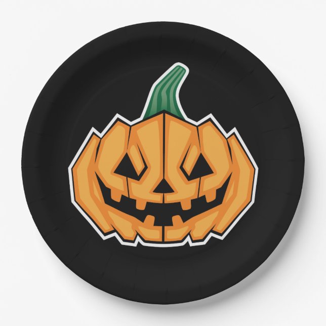 Halloween Pumpkin (Winkelstil) Pappteller (Vorderseite)