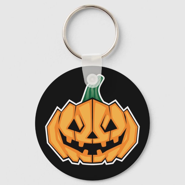 Halloween Pumpkin (Winkelstil) Schlüsselanhänger (Vorderseite)