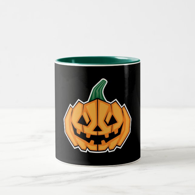 Halloween Pumpkin (Winkelstil) Zweifarbige Tasse (Mittel)
