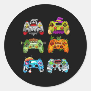 Halloween Pumpkin Witch Gaming Controller Zombie Runder Aufkleber