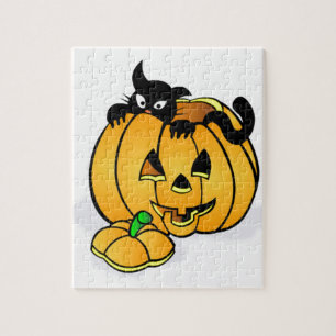 Halloween Pumpkin with Black Cat Puzzle