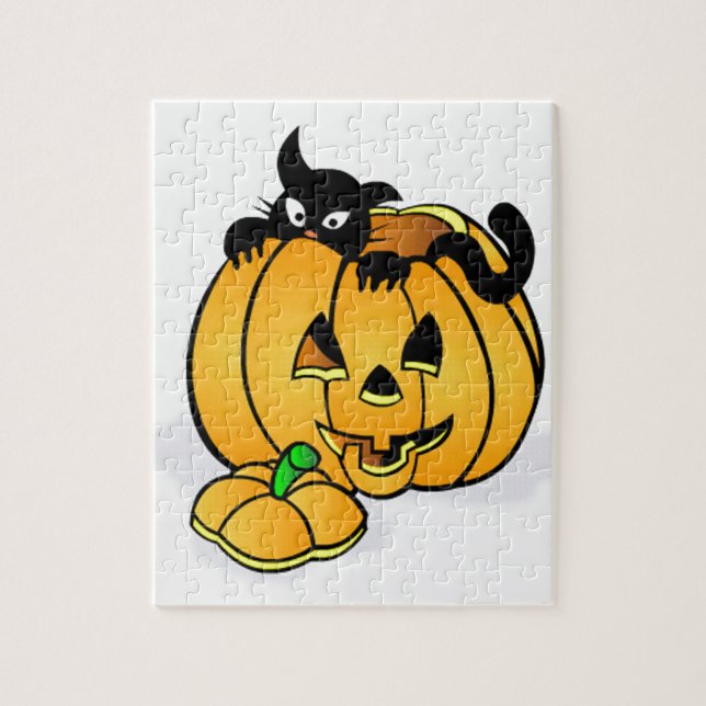 Halloween Pumpkin with Black Cat Puzzle (Vertikal)