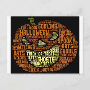 Halloween Pumpkin Word Cloud Word Art Postkarte