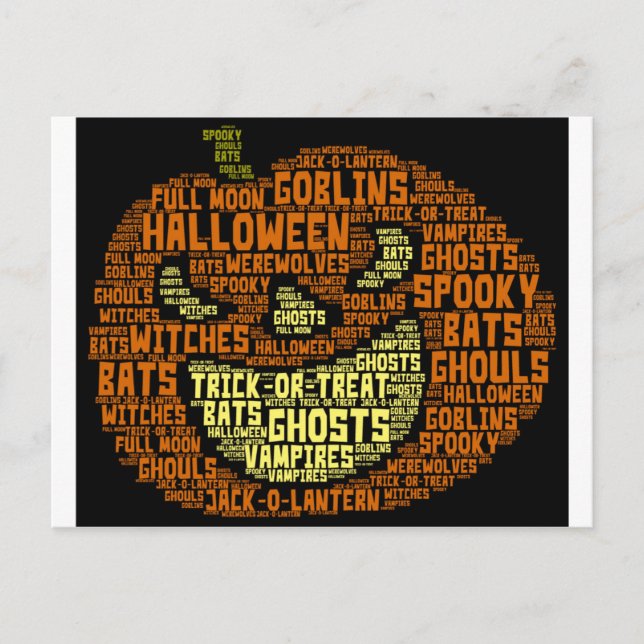 Halloween Pumpkin Word Cloud Word Art Postkarte (Vorderseite)