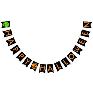 Halloween Pumpkin Zombie Bunting Banner
