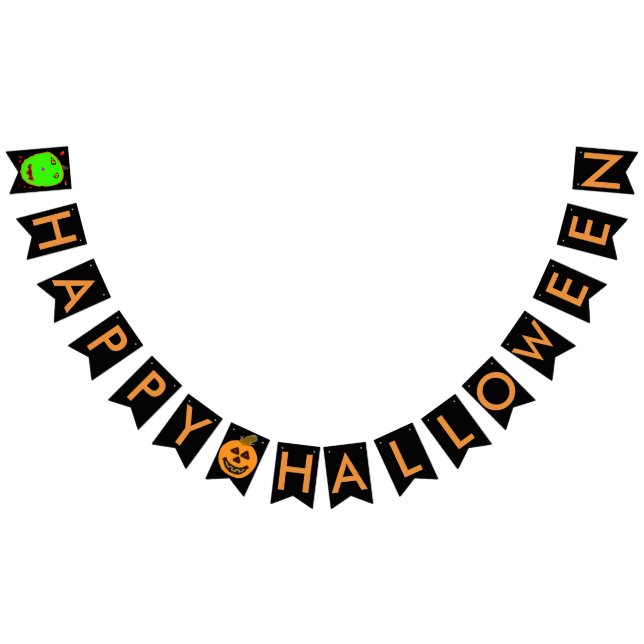 Halloween Pumpkin Zombie Bunting Banner (Alle)