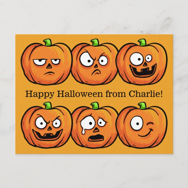 Halloween Pumpkins benutzerdefinierte Text Postkar Postkarte (Vorderseite)