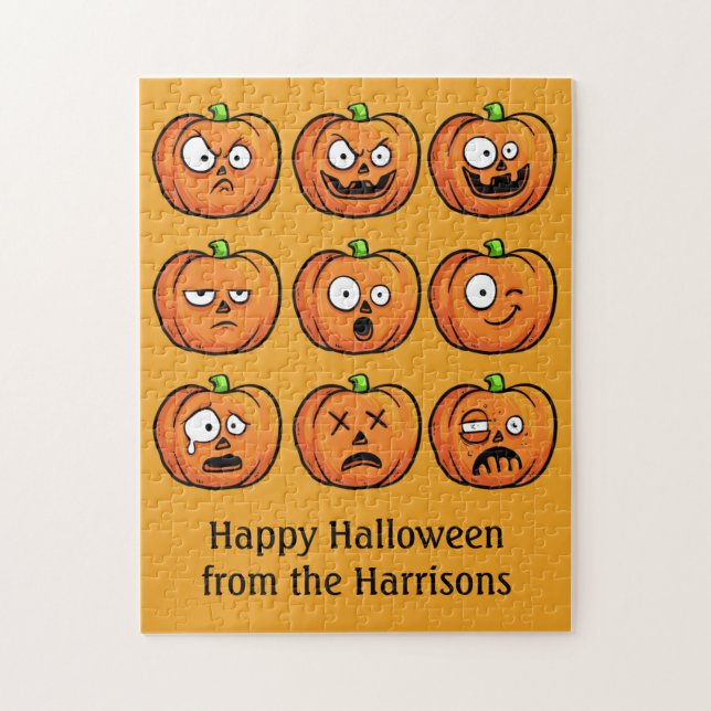 Halloween Pumpkins benutzerdefiniertes Textpuzzle Puzzle (Vertikal)