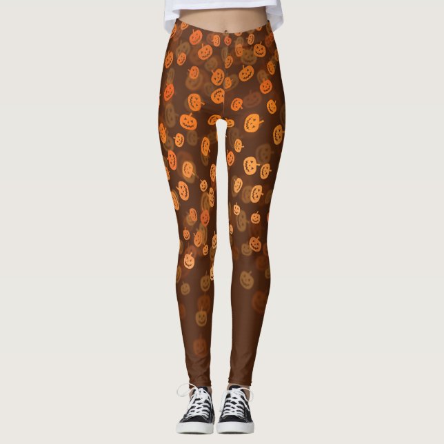 Halloween Pumpkins Bokeh Leggings (Vorderseite)