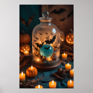 Halloween Pumpkins Candles Niedliche Spooky Festli Poster