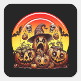 Halloween Pumpkins Classic Square Stickers