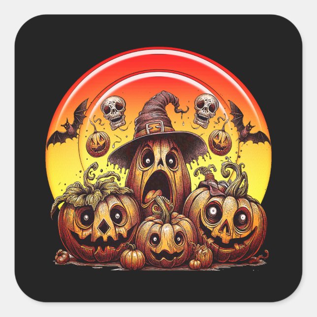 Halloween Pumpkins Classic Square Stickers (Vorderseite)