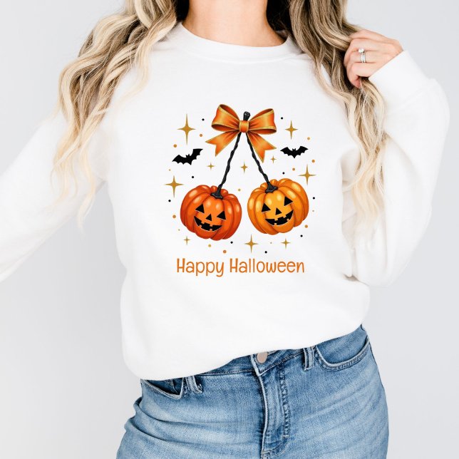 Halloween Pumpkins Coquette Ästhetische Orange Bow Sweatshirt (Halloween Pumpkins Orange Bow Coquette Aesthetic Personalized Sweatshirt for her)