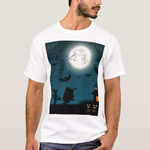 Halloween Pumpkins: Dunkles Schloss, blauer Mond T-Shirt
