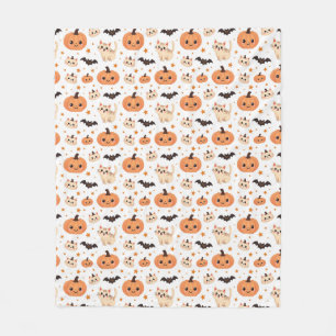 Halloween Pumpkins Fledermäuse Katzen - fröhlich Fleecedecke