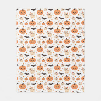 Halloween Pumpkins Fledermäuse Katzen - fröhlich Fleecedecke