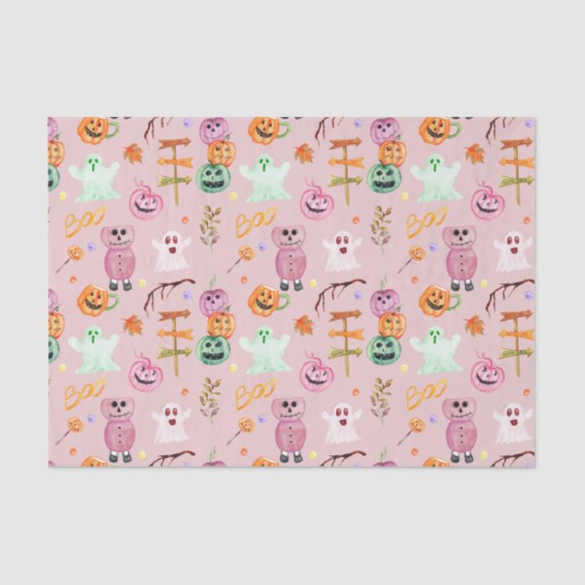 Halloween Pumpkins, Geist, Monster rosa Seidenpapier (Vorderseite)