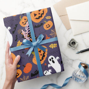 HALLOWEEN PUMPKINS GHOSTS UND BATTEN GESCHENKPAPIER