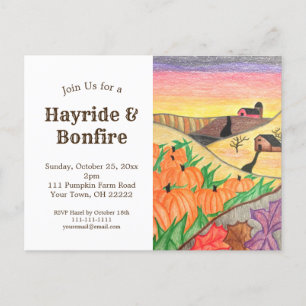 Halloween Pumpkins Hayride Herbstkunst Einladungspostkarte