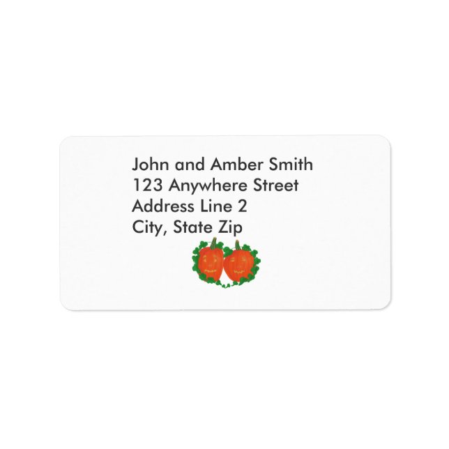 Halloween Pumpkins in Love Address Labels Adressaufkleber (Vorne)