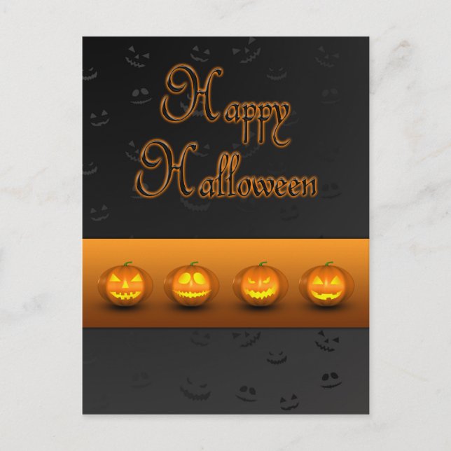 Halloween Pumpkins Jack-o-Lantern Postkarte (Vorderseite)