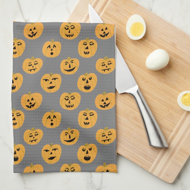 Halloween PUMPKINS Jack-O-Lanterns Geschirrtuch (Viertel Falte)
