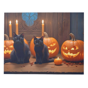 Halloween Pumpkins Katzenjammer Niedlich Spooky Fe Notizblock