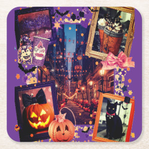 Halloween Pumpkins Niedlich Girly Spooky Rechteckiger Pappuntersetzer