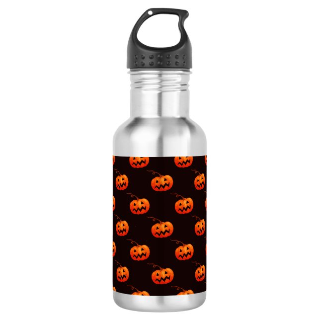 Halloween Pumpkins, Orange Pumpkins Trick oder Tre Edelstahlflasche (Vorderseite)