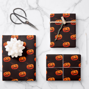 Halloween Pumpkins, Orange Pumpkins Trick oder Tre Geschenkpapier Set