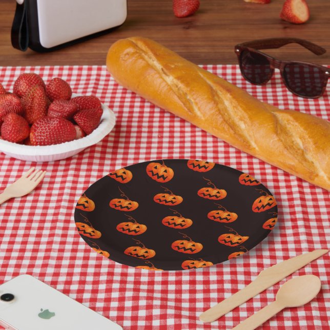 Halloween Pumpkins, Orange Pumpkins Trick oder Tre Pappteller (Picknick)