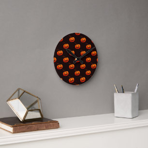 Halloween Pumpkins, Orange Pumpkins Trick oder Tre Runde Wanduhr