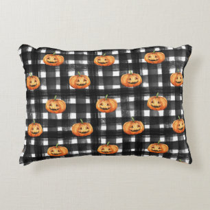 Halloween Pumpkins: Schachbrettmuster. Dekokissen