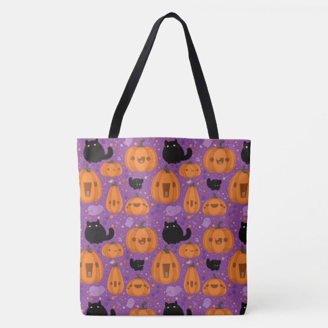 Halloween Pumpkins Schwarze Katzen und Geist (Vorderseite)
