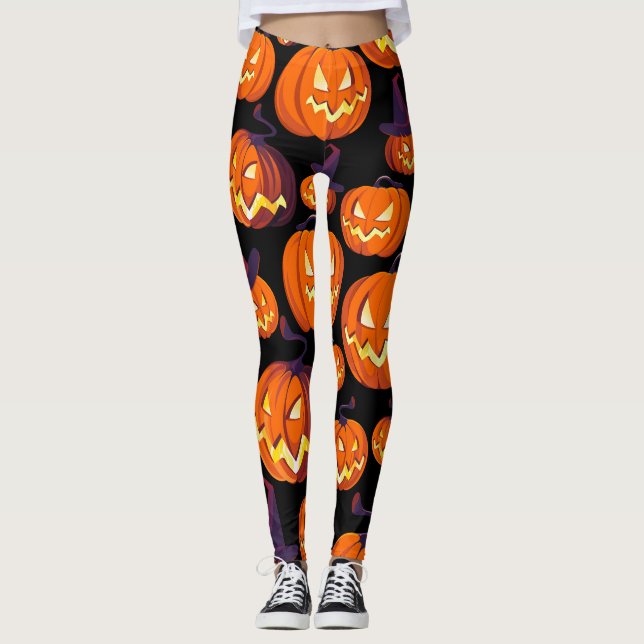Halloween Pumpkins: Spooky Seamless Pattern. Leggings (Vorderseite)