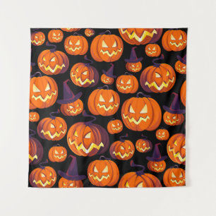 Halloween Pumpkins: Spooky Seamless Pattern. Wandteppich