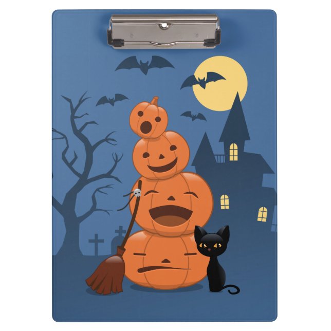 Halloween Pumpkins und Black Cat Klemmbrett (Vorderseite)