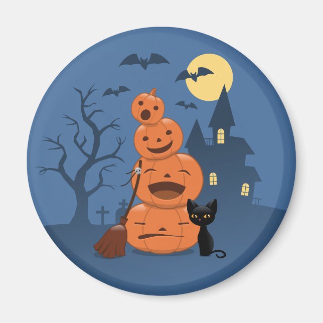Halloween Pumpkins und Black Cat Magnet (Vorne)
