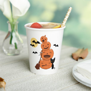 Halloween Pumpkins und Black Cat Pappbecher