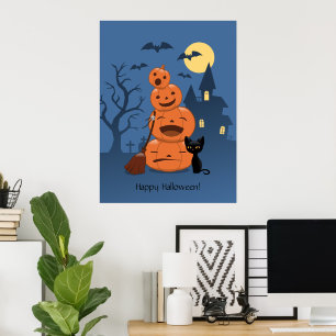 Halloween Pumpkins und Black Cat Poster