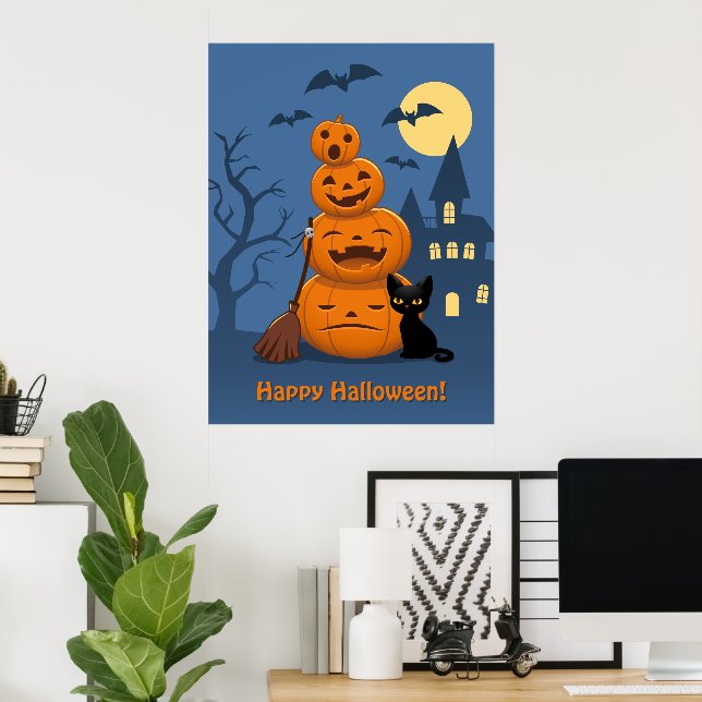 Halloween Pumpkins und Black Cat Poster (Heimbüro)