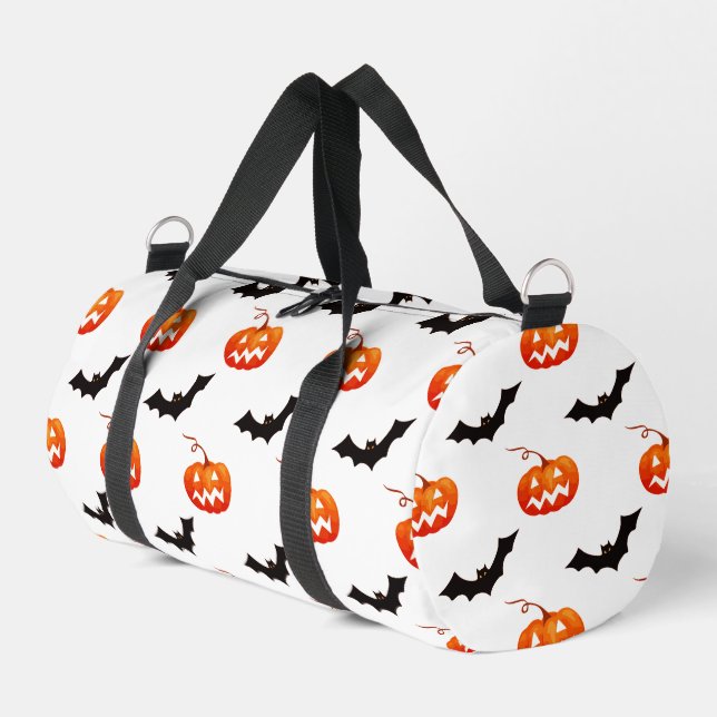 Halloween Pumpkins und Fledermäuse, Trick oder Tre Duffle Bag (Linke Seite)