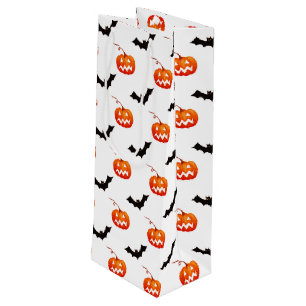 Halloween Pumpkins und Fledermäuse, Trick oder Tre Geschenktüte Für Weinflaschen