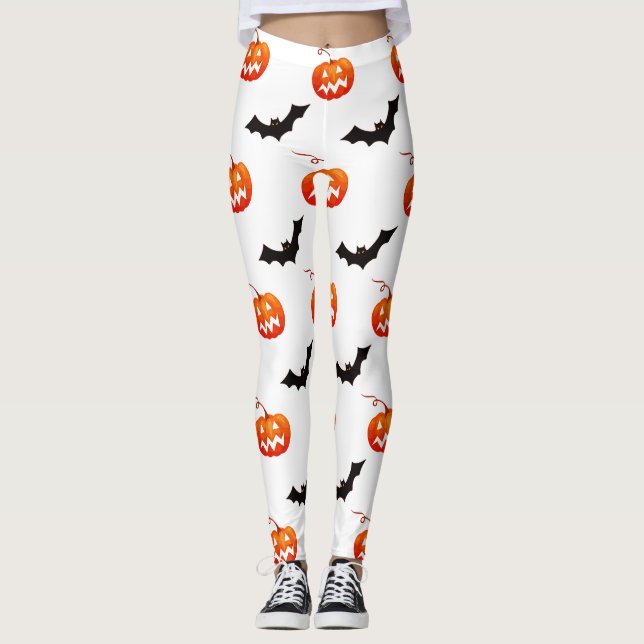 Halloween Pumpkins und Fledermäuse, Trick oder Tre Leggings (Vorderseite)